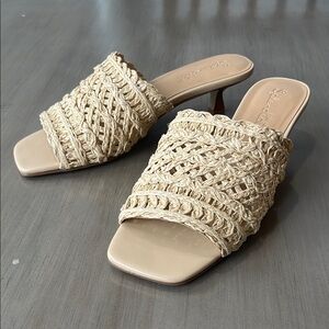 Splendid Rafia Woven Kitten Heel Sandals